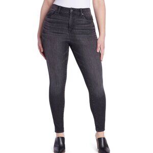 Time and Tru Women's High Rise Curvy Skinny Jeans, Size 16 Charcoal Wash